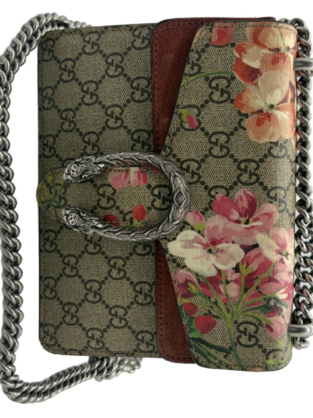 **Gucci Dionysus GG Supreme Blooms Floral Mini Chain Shoulder Bag